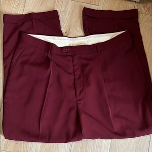 Inserch Men's Dress Pants in Burgundy - Classic Tailored Style Rolled Cuff Hem